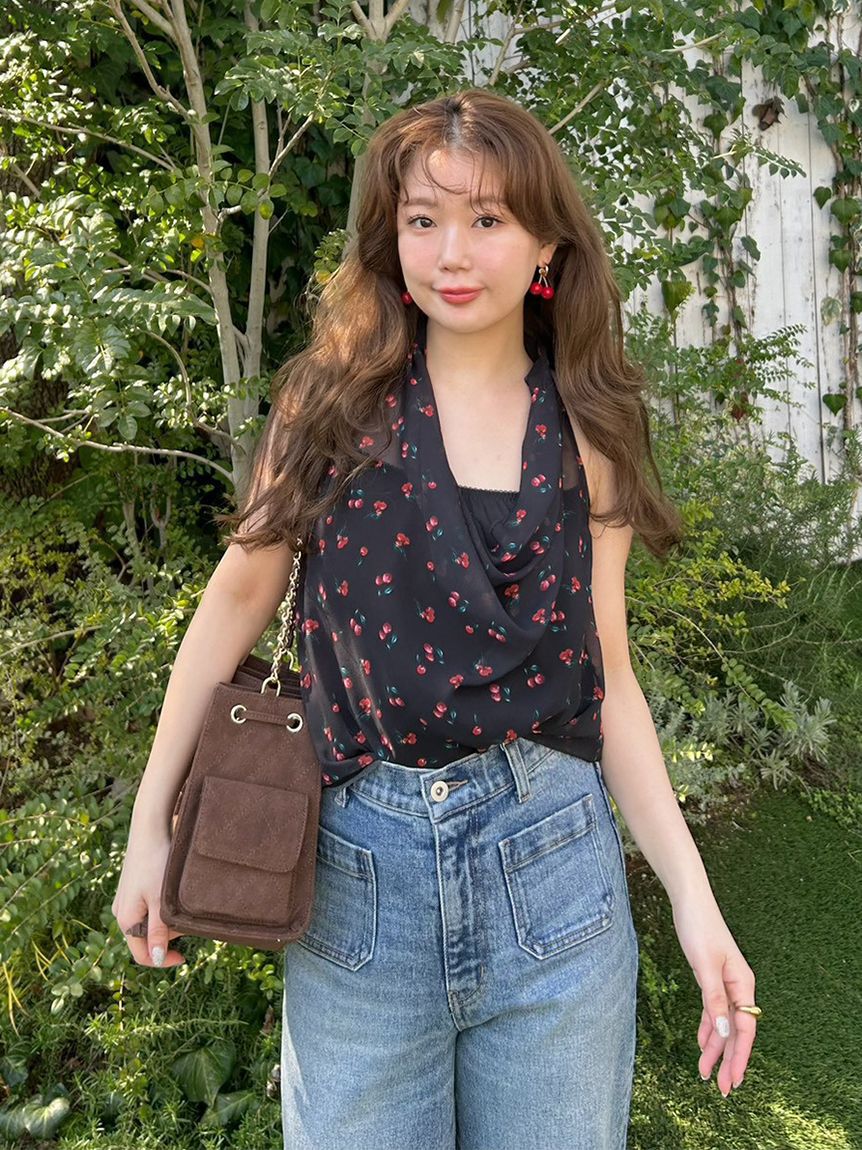 LILY BROWN「フルーツシフォンホルタートップス」|Tシャツ・カットソー|