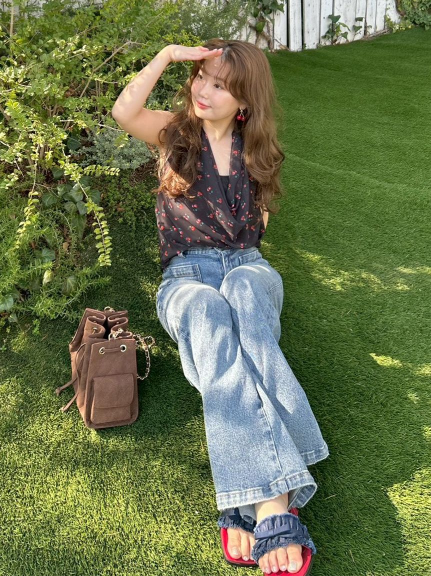 LILY BROWN「フルーツシフォンホルタートップス」|Tシャツ・カットソー|