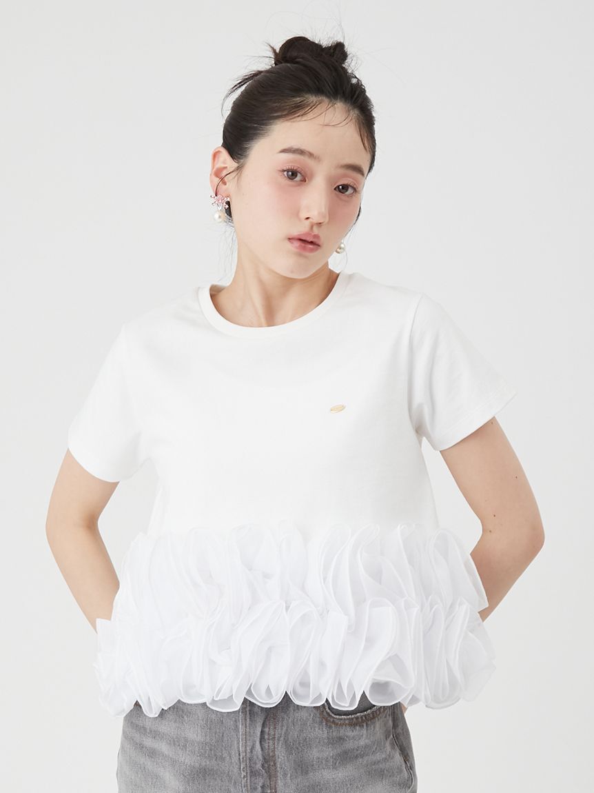 LILY BROWN「ボリュームフリルカットトップス」|Tシャツ・カットソー|WHT