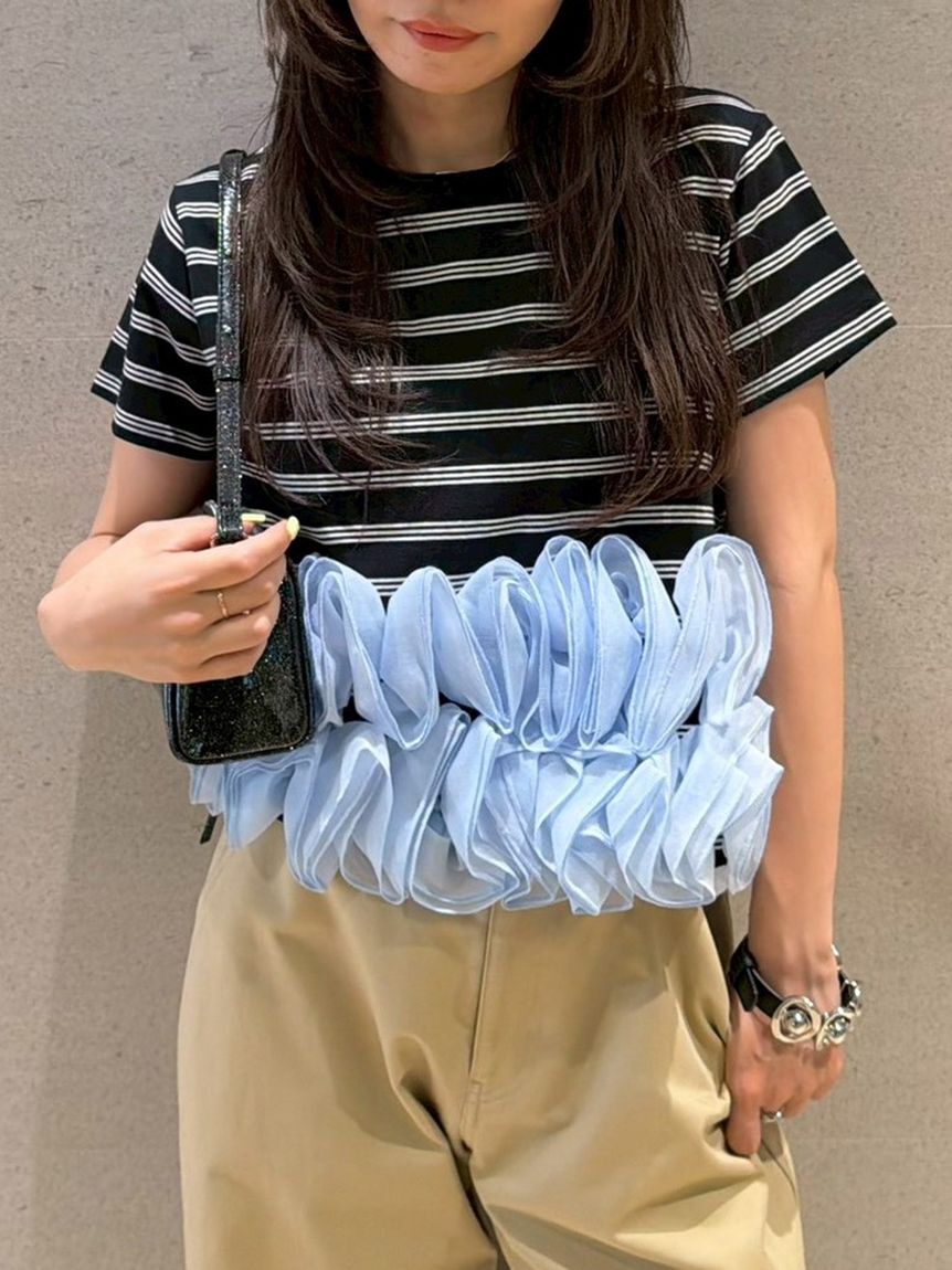 LILY BROWN「ボリュームフリルカットトップス」|Tシャツ・カットソー|NVY