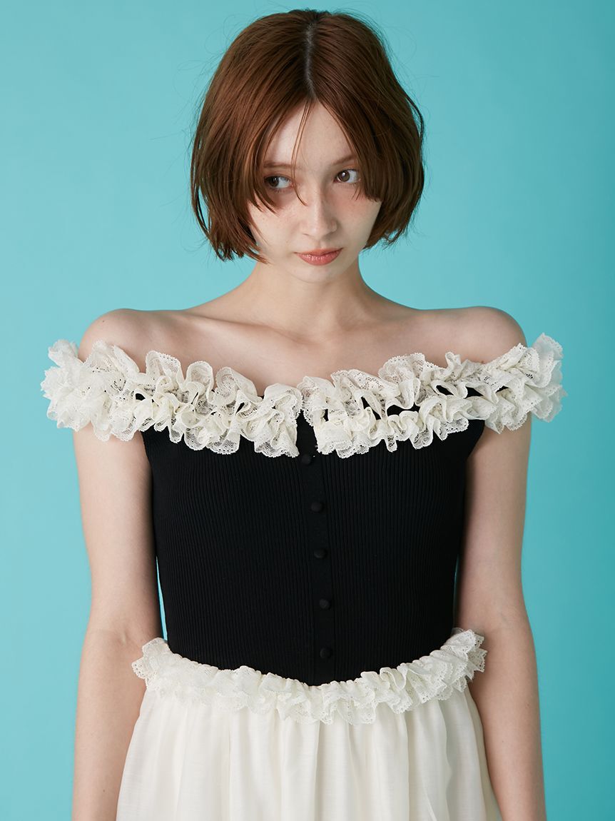 LILY BROWN「フリルニットドッキングワンピース」|ワンピース|