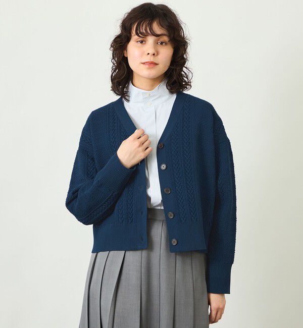 MACKINTOSH PHILOSOPHY「GREY LABEL ワイドケーブルカーディガン」|ニット・セーター|ネイビー