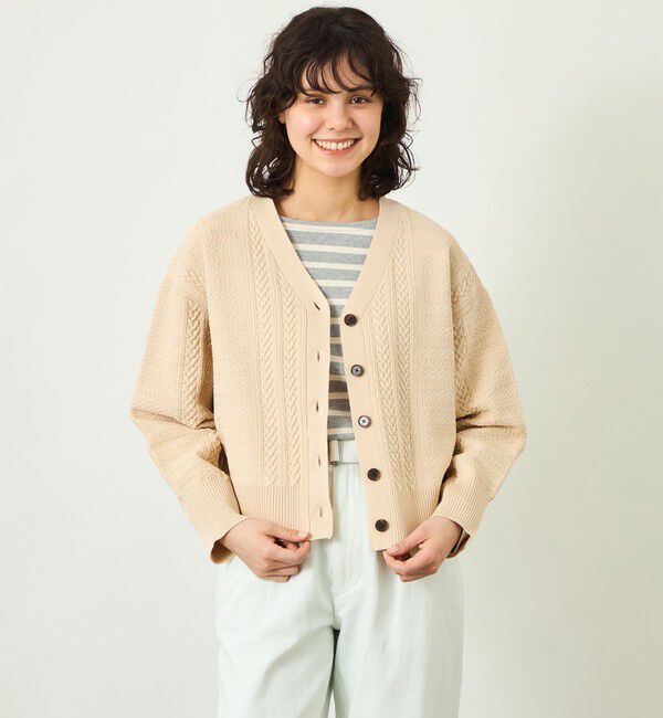 MACKINTOSH PHILOSOPHY「GREY LABEL ワイドケーブルカーディガン」|ニット・セーター|ベージュ
