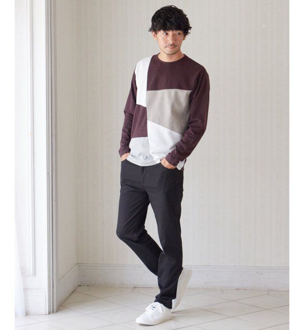 ikka「ブロックススエード切り替えロンT」|Tシャツ・カットソー|