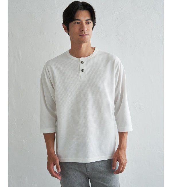 ikka「【吸水速乾】ドライサーマルヘンリーネック七分袖Tシャツ」|Tシャツ・カットソー|