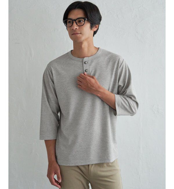 ikka「【吸水速乾】ドライサーマルヘンリーネック七分袖Tシャツ」|Tシャツ・カットソー|