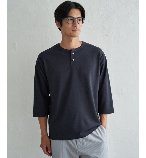 ikka「【吸水速乾】ドライサーマルヘンリーネック七分袖Tシャツ」|Tシャツ・カットソー|