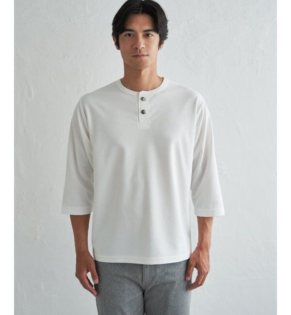 ikka「【吸水速乾】ドライサーマルヘンリーネック七分袖Tシャツ」|Tシャツ・カットソー|