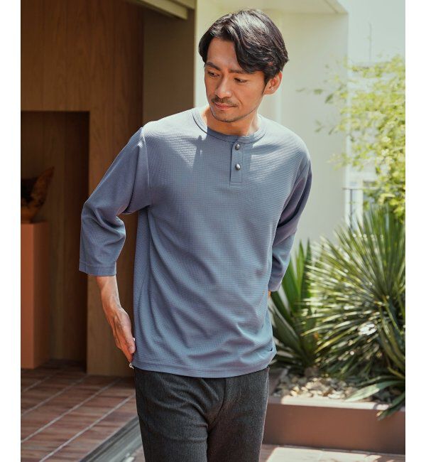 ikka「【吸水速乾】ドライサーマルヘンリーネック七分袖Tシャツ」|Tシャツ・カットソー|