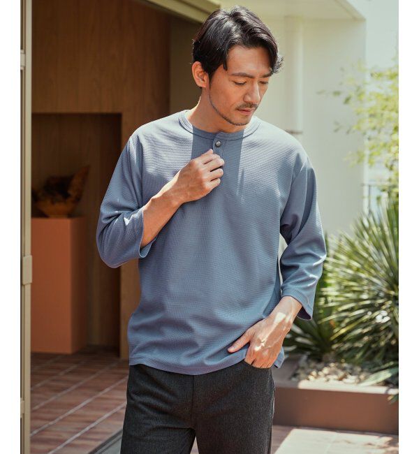 ikka「【吸水速乾】ドライサーマルヘンリーネック七分袖Tシャツ」|Tシャツ・カットソー|