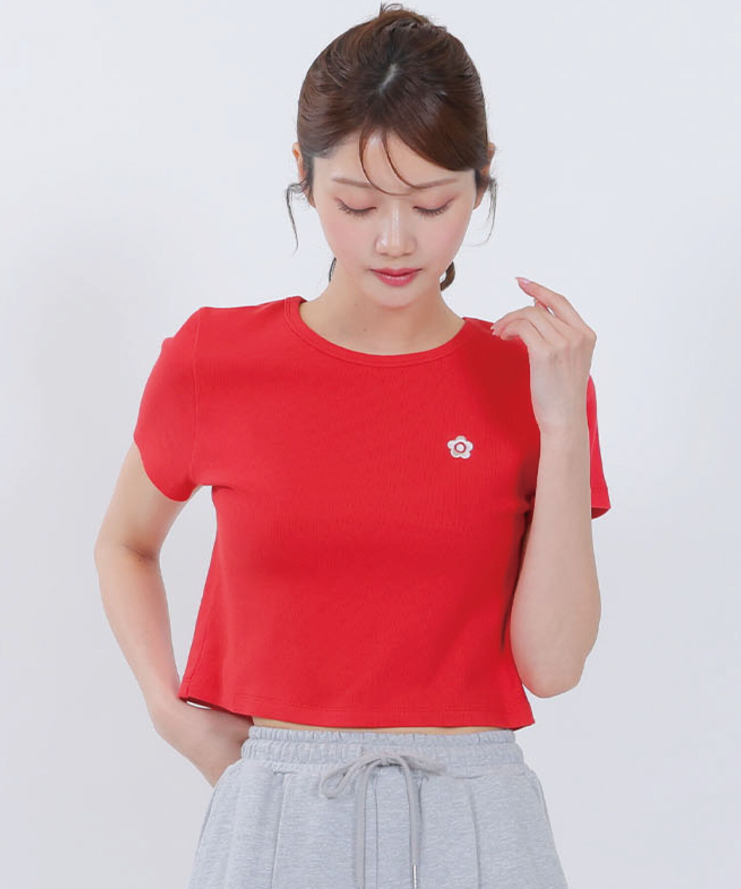MARY QUANT「リブコンパクト Tシャツ」|Tシャツ・カットソー|レッド