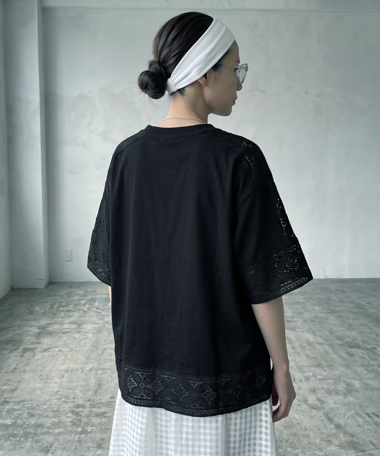 STYLE DELI「【BLK001】レースパッチワークデザインTシャツ」|Tシャツ・カットソー|