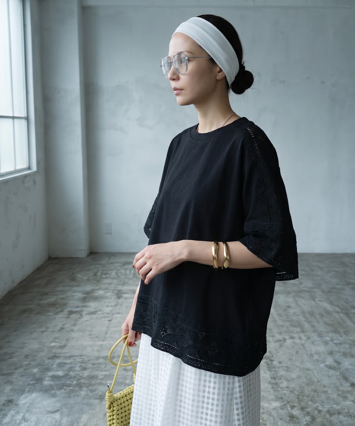 STYLE DELI「【BLK001】レースパッチワークデザインTシャツ」|Tシャツ・カットソー|