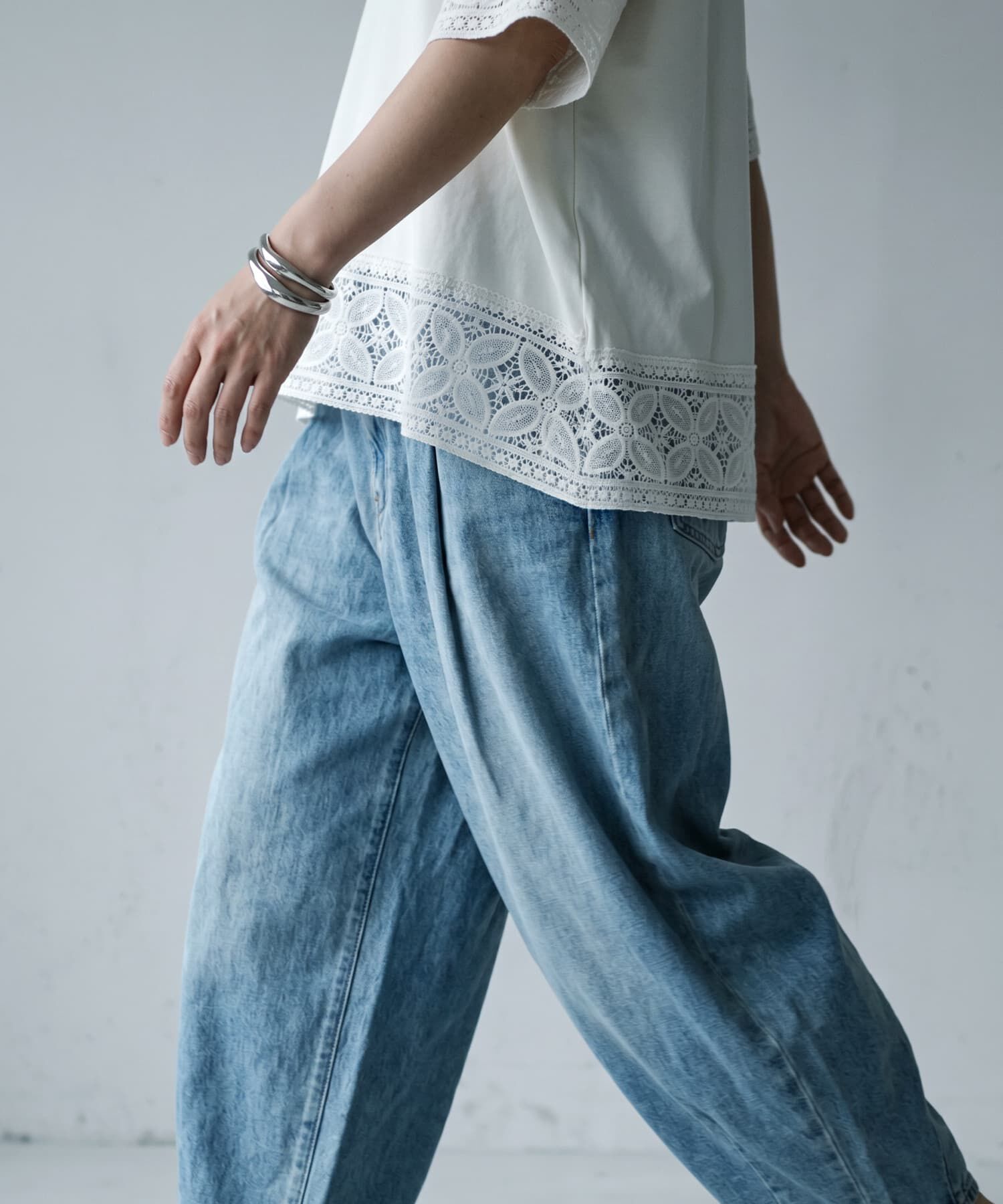 STYLE DELI「【BLK001】レースパッチワークデザインTシャツ」|Tシャツ・カットソー|
