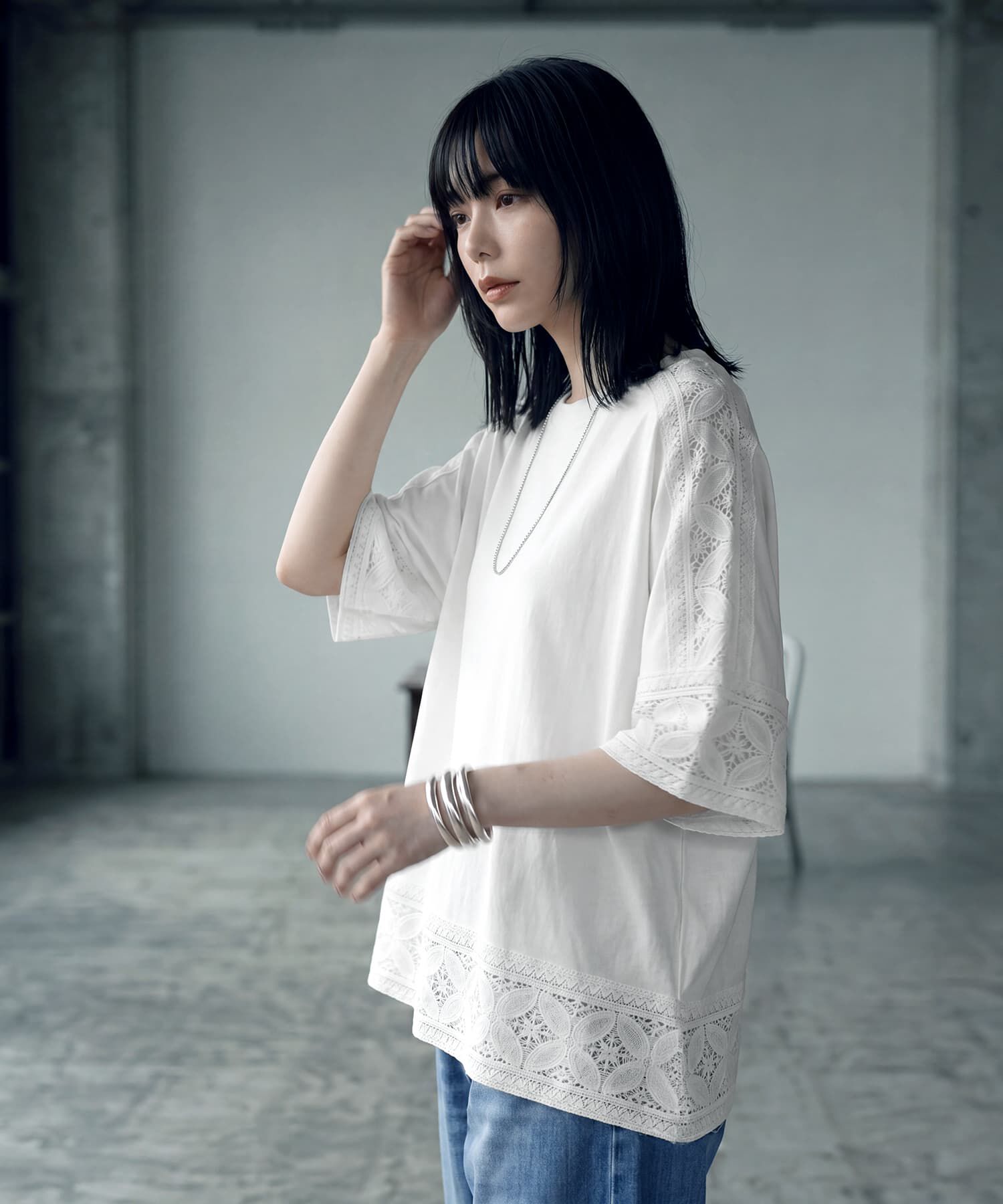 STYLE DELI「【BLK001】レースパッチワークデザインTシャツ」|Tシャツ・カットソー|