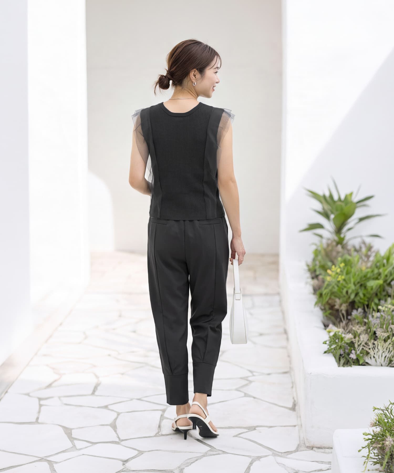 STYLE DELI「【LUXE】サイドチュールノースリニットトップス」|タンクトップ|