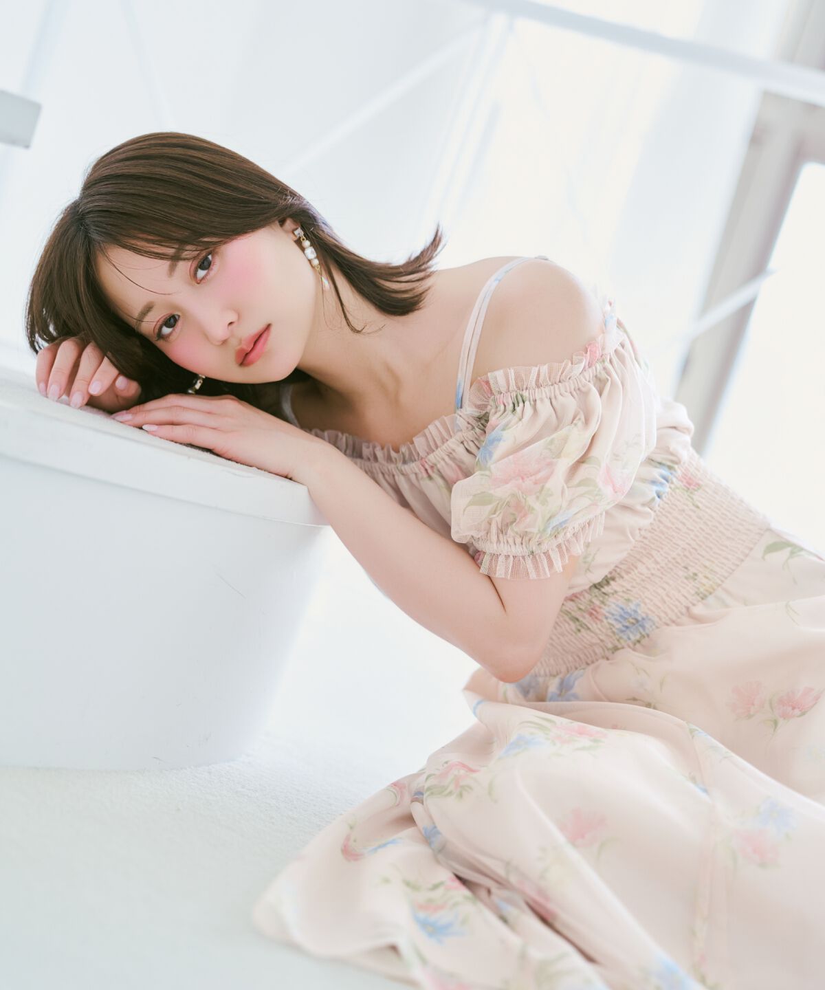 WILLSELECTION「フラワーメッシュオフショルワンピース」|ワンピース|