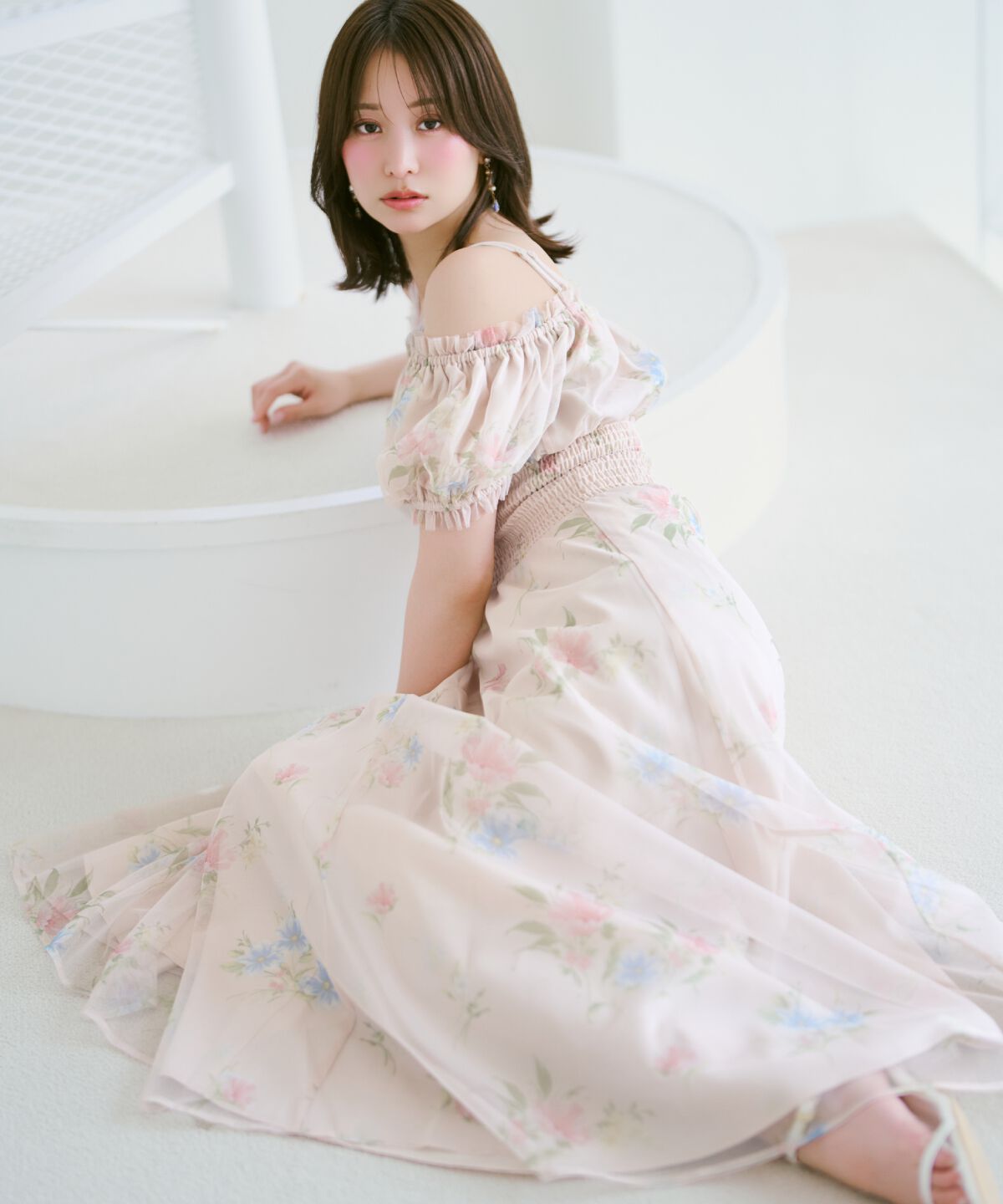 WILLSELECTION「フラワーメッシュオフショルワンピース」|ワンピース|