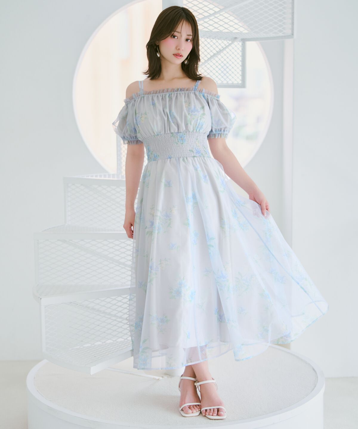 WILLSELECTION「フラワーメッシュオフショルワンピース」|ワンピース|
