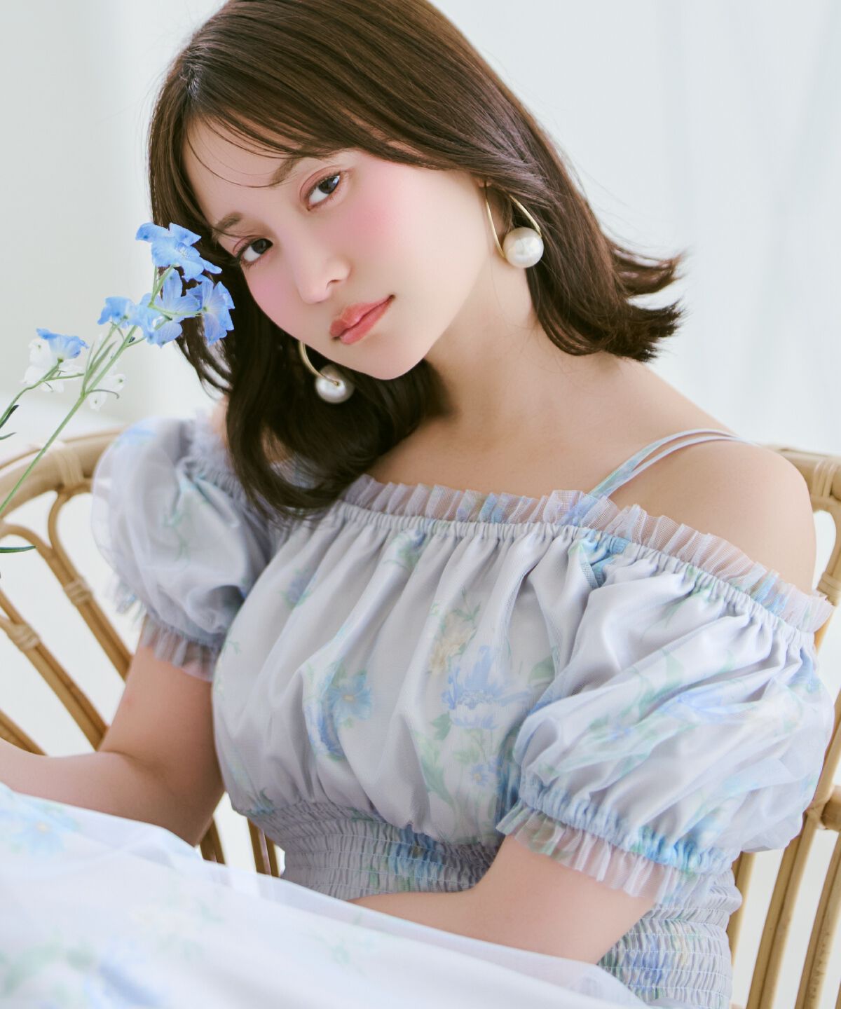 WILLSELECTION「フラワーメッシュオフショルワンピース」|ワンピース|