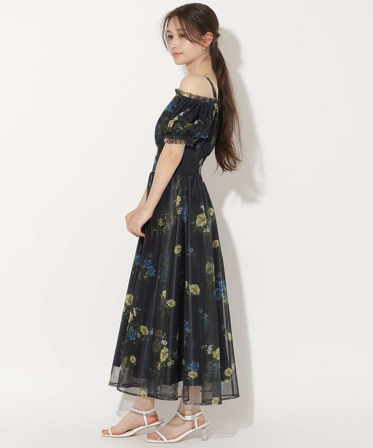 WILLSELECTION「フラワーメッシュオフショルワンピース」|ワンピース|