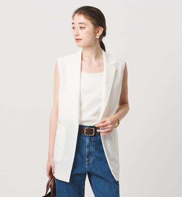 UNITED ARROWS「シアー ミドル ベスト ‐ウォッシャブル‐」|ベスト・ジレ|OFF WHITE