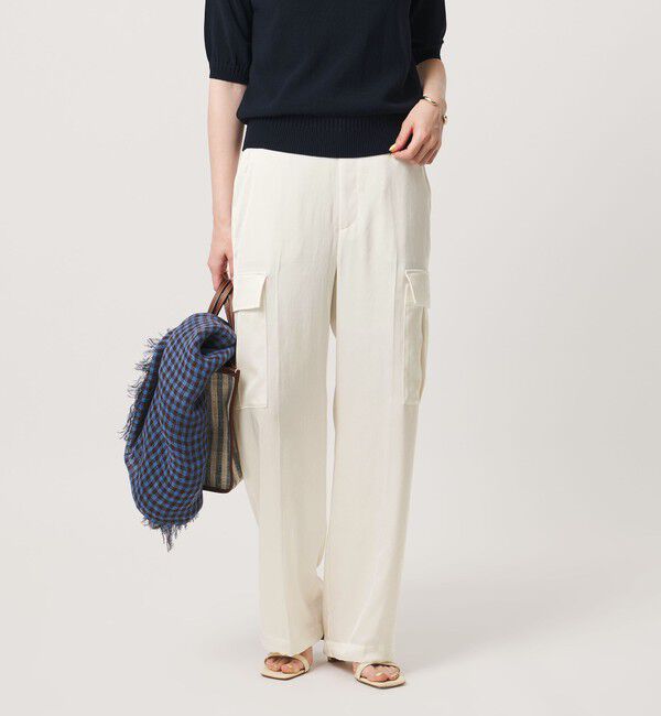 UNITED ARROWS「サテン クリーン ポケット パンツ OFF WHITE ‐ウォッシャブル‐」|カーゴ|