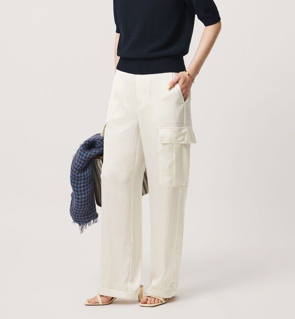 UNITED ARROWS「サテン クリーン ポケット パンツ OFF WHITE ‐ウォッシャブル‐」|カーゴ|
