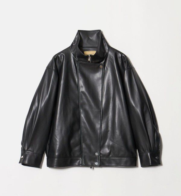 UNITED ARROWS「スタンドカラー レザーライク ブルゾン」|ブルゾン・スタジャン|BLACK