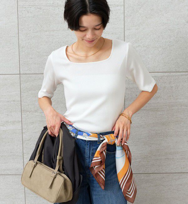 UNITED ARROWS green label relaxing「ブライトリブ スクエアネック 5分袖 プルオーバー カットソー」|Tシャツ・カットソー|