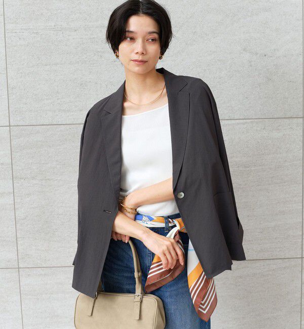 UNITED ARROWS green label relaxing「ブライトリブ スクエアネック 5分袖 プルオーバー カットソー」|Tシャツ・カットソー|