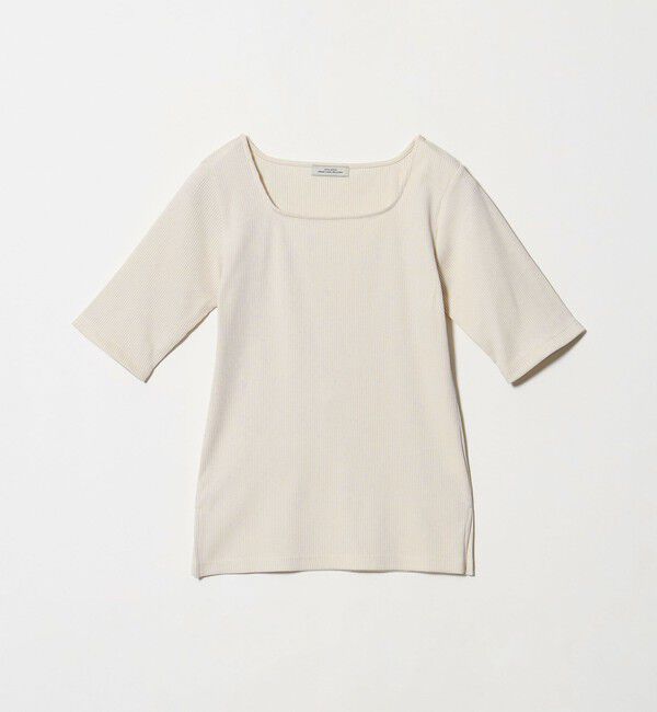 UNITED ARROWS green label relaxing「ブライトリブ スクエアネック 5分袖 プルオーバー カットソー」|Tシャツ・カットソー|NATURAL