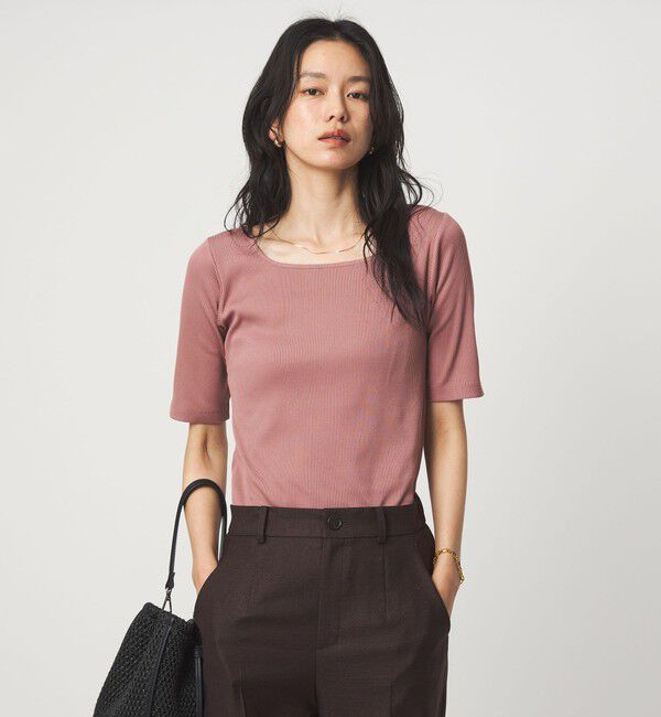 UNITED ARROWS green label relaxing「ブライトリブ スクエアネック 5分袖 プルオーバー カットソー」|Tシャツ・カットソー|