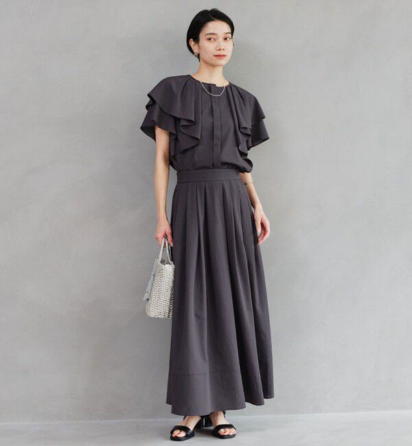 UNITED ARROWS green label relaxing「Breeze Cool タック スカート マシンウォッシャブル 通気性 UVカット」|フレア|