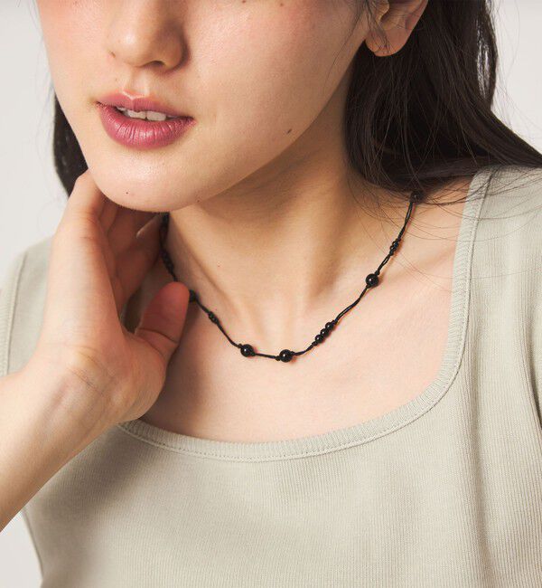 UNITED ARROWS green label relaxing「コード＆ビーズネックレス」|ネックレス|BLACK