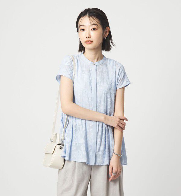 UNITED ARROWS green label relaxing「カット ジャガード フレンチスリーブ ブラウス」|シャツ・ブラウス|