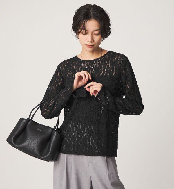 UNITED ARROWS green label relaxing「レース プルオーバー カットソー」|Tシャツ・カットソー|BLACK