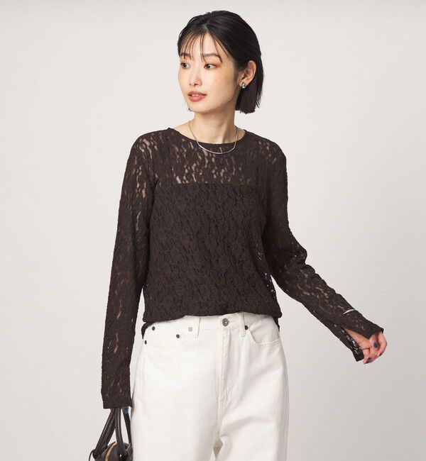 UNITED ARROWS green label relaxing「レース プルオーバー カットソー」|Tシャツ・カットソー|DK.BROWN