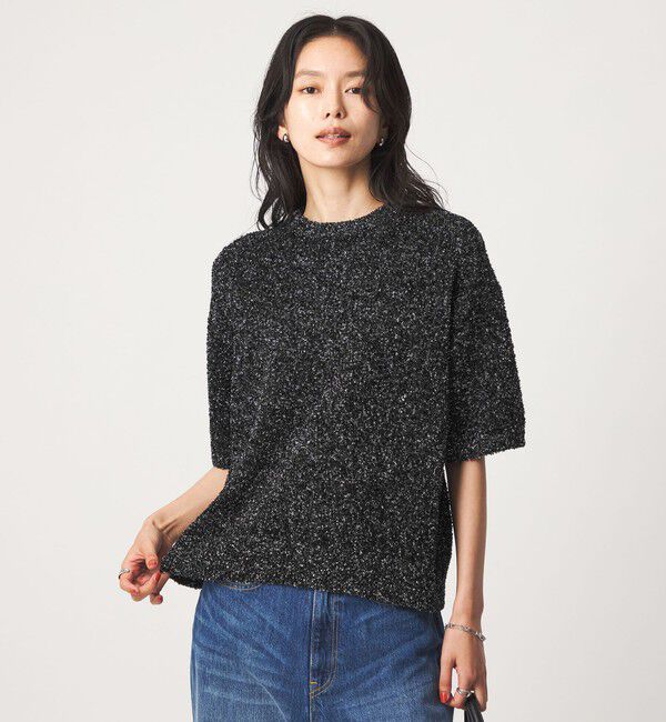 UNITED ARROWS green label relaxing「メタリック ハーフスリーブ プルオーバー ニット」|ニット・セーター|