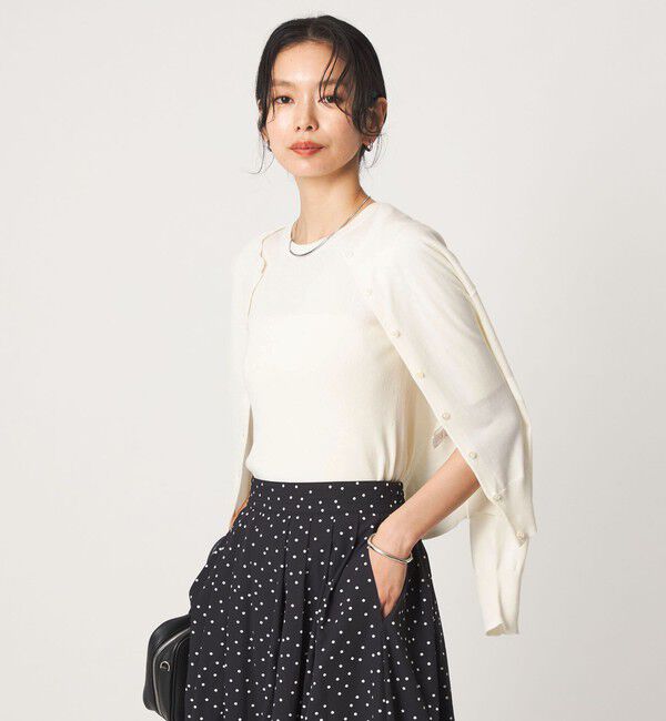 UNITED ARROWS green label relaxing「＜1_OF MINE＞リブ クルーネック 5分袖 ニット プルオーバー マシンウォッシャブル」|ニット・セーター|