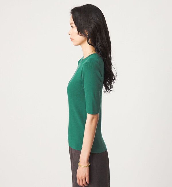UNITED ARROWS green label relaxing「＜1_OF MINE＞リブ クルーネック 5分袖 ニット プルオーバー マシンウォッシャブル」|ニット・セーター|