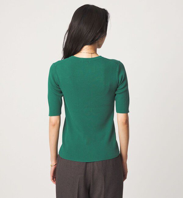 UNITED ARROWS green label relaxing「＜1_OF MINE＞リブ クルーネック 5分袖 ニット プルオーバー マシンウォッシャブル」|ニット・セーター|