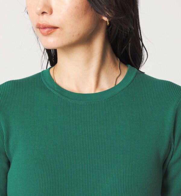 UNITED ARROWS green label relaxing「＜1_OF MINE＞リブ クルーネック 5分袖 ニット プルオーバー マシンウォッシャブル」|ニット・セーター|