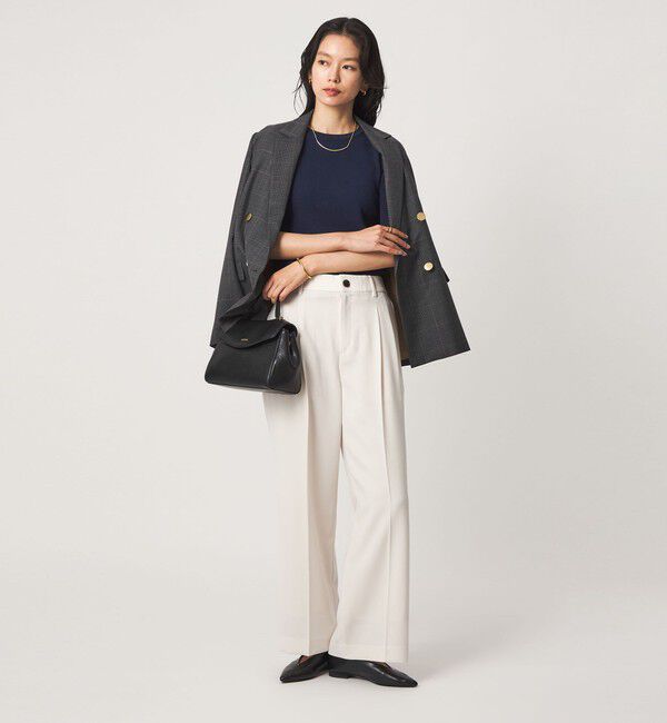 UNITED ARROWS green label relaxing「＜1_OF MINE＞リブ クルーネック 5分袖 ニット プルオーバー マシンウォッシャブル」|ニット・セーター|