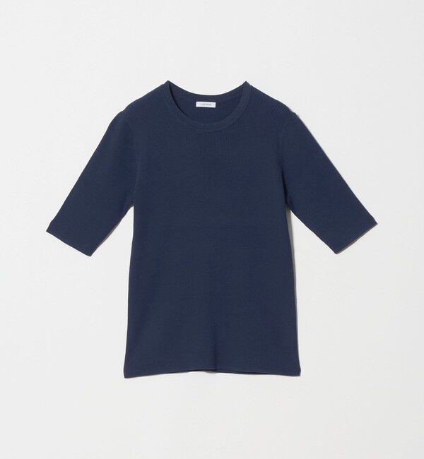 UNITED ARROWS green label relaxing「＜1_OF MINE＞リブ クルーネック 5分袖 ニット プルオーバー マシンウォッシャブル」|ニット・セーター|