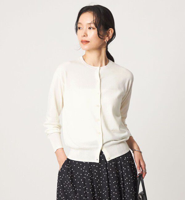 UNITED ARROWS green label relaxing「＜1_OF MINE＞クルーネック ニット カーディガン マシンウォッシャブル」|カーディガン|WHITE