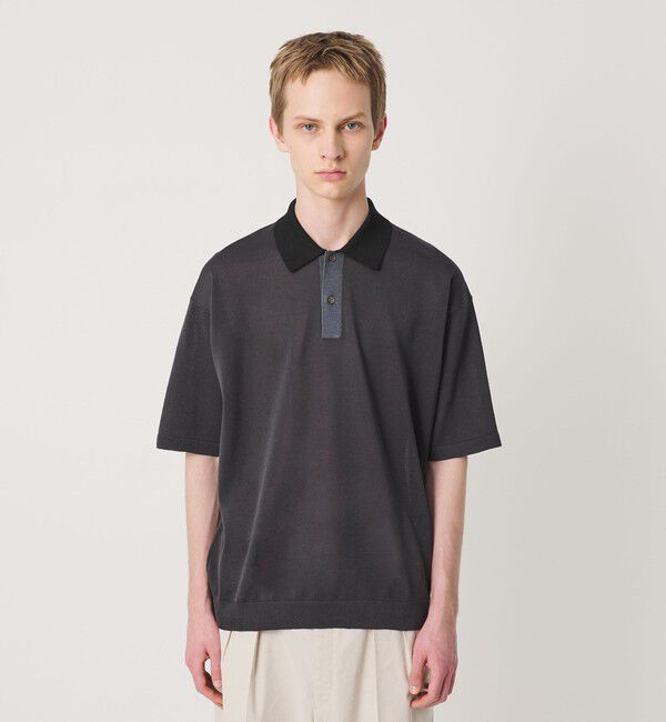 BEAUTY&YOUTH UNITED ARROWS「クレイジーパターン ギマ ショートスリーブ ポロニット ウォッシャブル」|ニット・セーター|