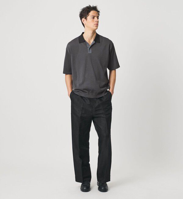 BEAUTY&YOUTH UNITED ARROWS「クレイジーパターン ギマ ショートスリーブ ポロニット ウォッシャブル」|ニット・セーター|