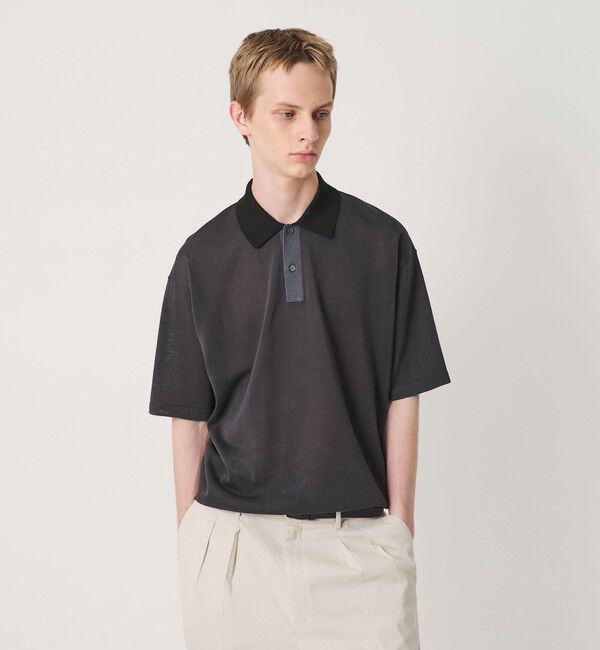BEAUTY&YOUTH UNITED ARROWS「クレイジーパターン ギマ ショートスリーブ ポロニット ウォッシャブル」|ニット・セーター|