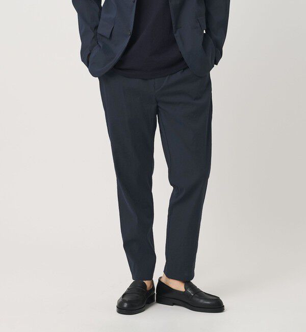 BEAUTY&YOUTH UNITED ARROWS「MIXTURE ナイロン 1プリーツ テーパード パンツ NO.5 ヨコストレッチ 撥水機能 ウォッシャブル セットアッ」|チノ|NAVY